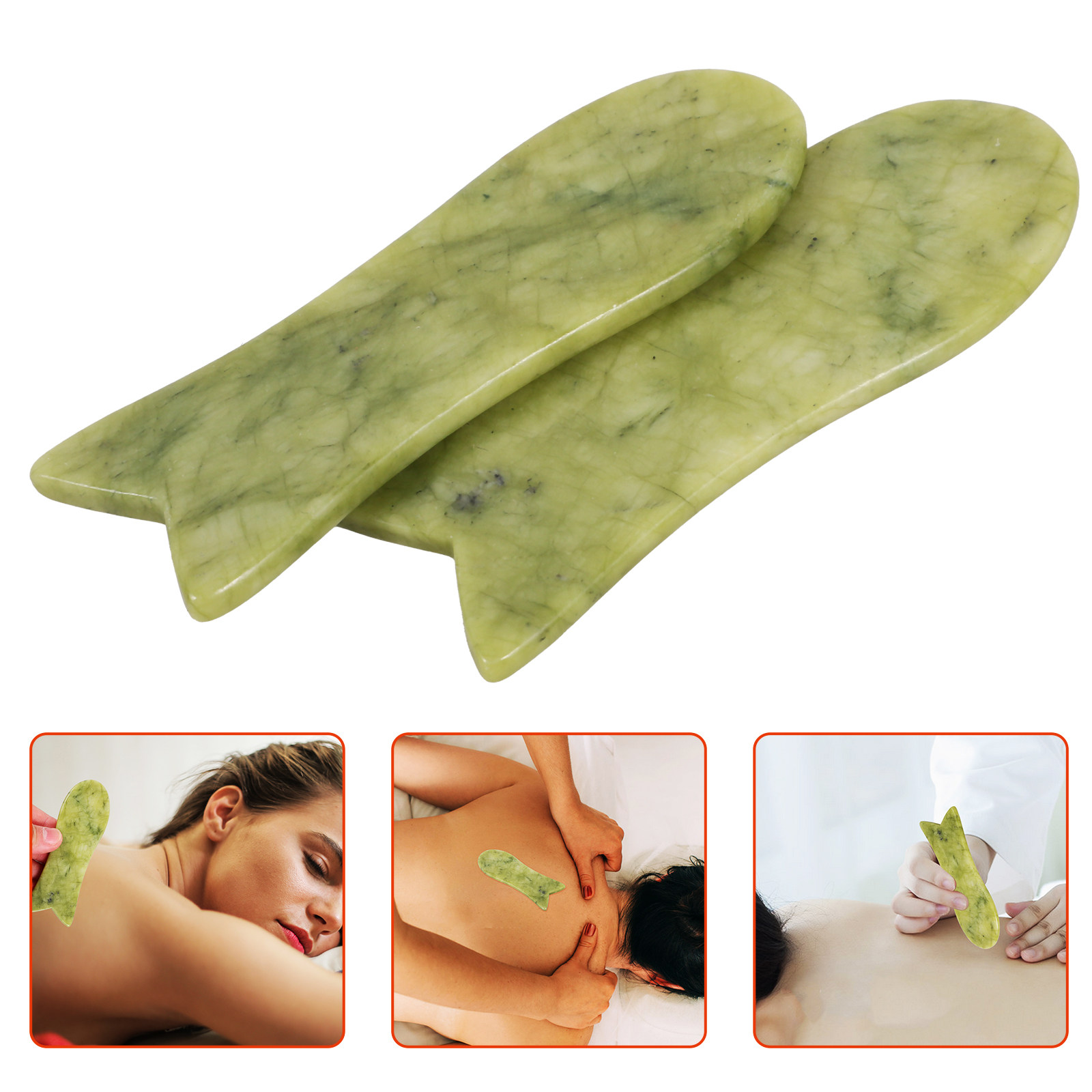 2Pcs Natural Jade Gua Sha Scra - Spa And Wellness 评论和价格
